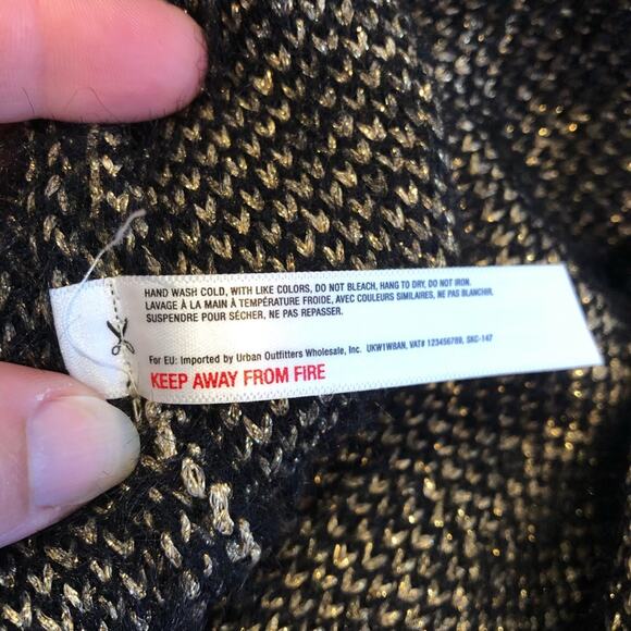 Anthropologie Sleeping on Snow black metallic open front cardigan size One Size - Picture 10 of 16